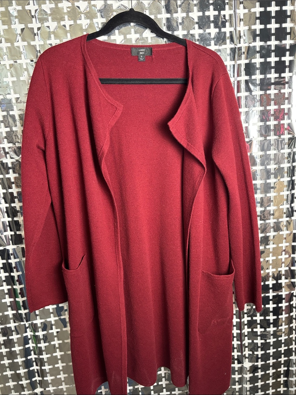 J. Crew Burgundy Open-Front Long Cardigan